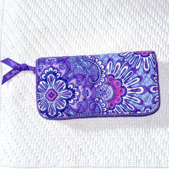 Vera Bradley Zip Accordion Wallet Lilac Tapestry Retired Pattern Cotton - Picture 3 of 3